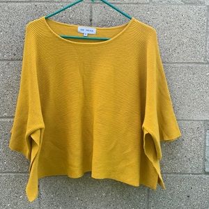 Yellow Ribbed Pancho Sweater, The Pink Box boutique, size Medium